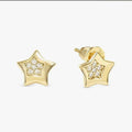 242304/009 Petit Sparkle Gold Plated & Zirconia Star Earrings