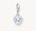 T SABO SILVER WHITE CUBIC ZIRCONIA HEART CHARM