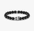 T SABO BLK BEAD & SILV SINGLE SKULL BEAD BLET