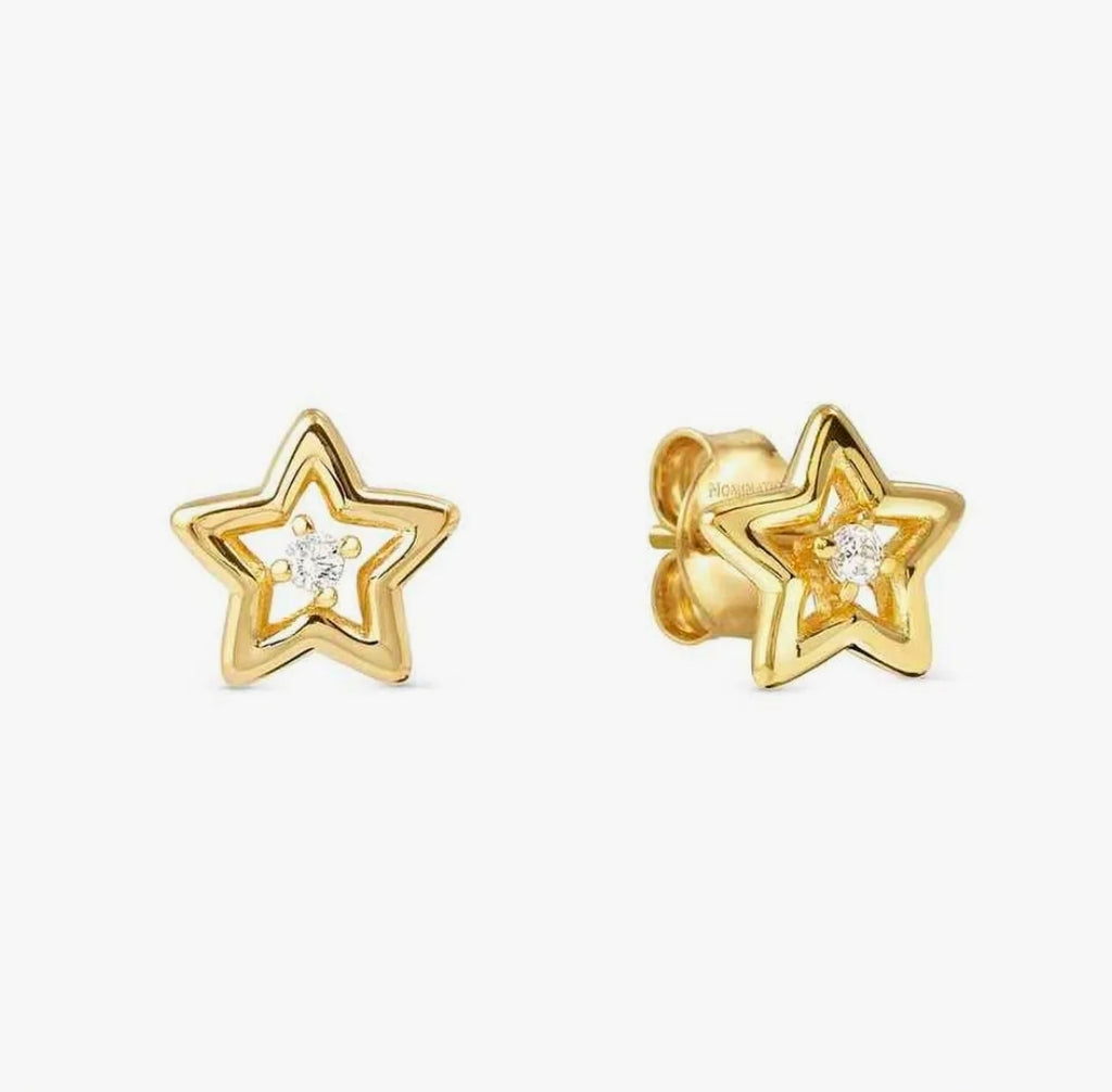 242603/009 NOMINATION SILVER GOLD PLATE WHT CZ SET STAR DESIGN EARRINGS - DREAM BEATS