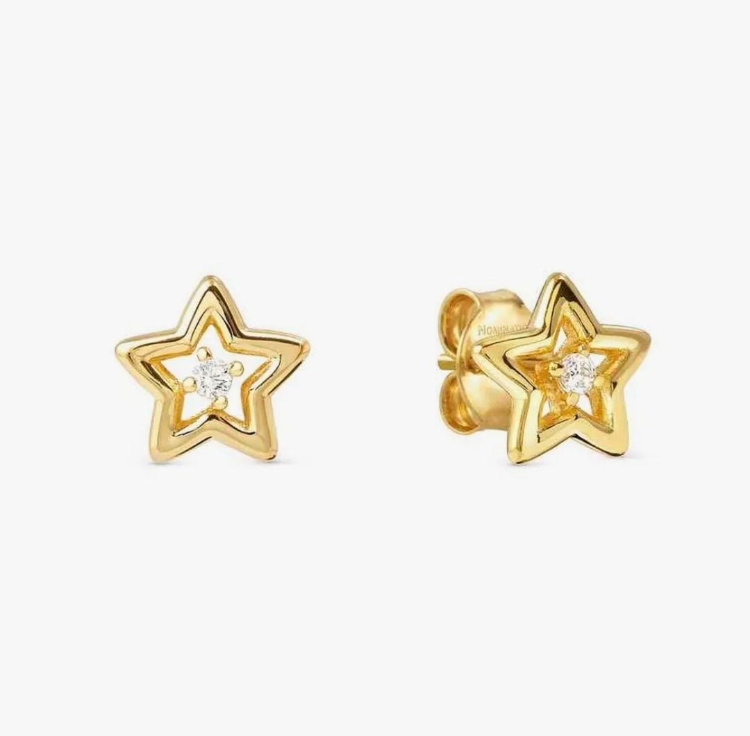 242603/009 NOMINATION SILVER GOLD PLATE WHT CZ SET STAR DESIGN EARRINGS - DREAM BEATS