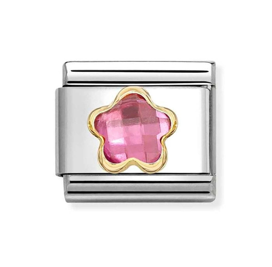 030615/043 NOMINATION ROSA PINK CZ FLOWER CHARM - CZ FACET