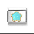 030522/06 NOMINATION TURQUOISE & GOLD FLOWER CHARM