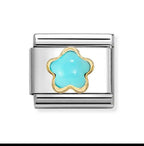 030522/06 NOMINATION TURQUOISE & GOLD FLOWER CHARM