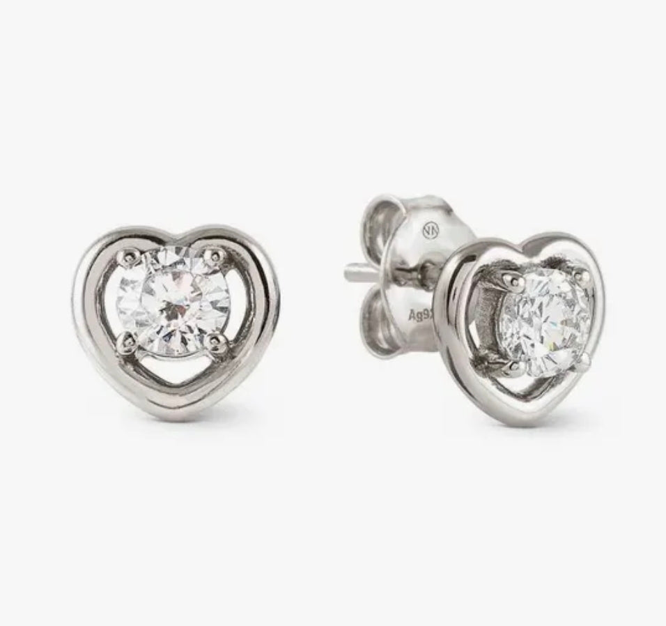 SILV CZ HEART STUD ERS - COSMICLOVE