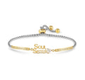 028027/007 SS MILLELUCI SILVER SS & GOLD TONE CZ SOUL SISTER TOGGLE BRACELET