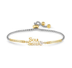 028027/007 SS MILLELUCI SILVER SS & GOLD TONE CZ SOUL SISTER TOGGLE BRACELET