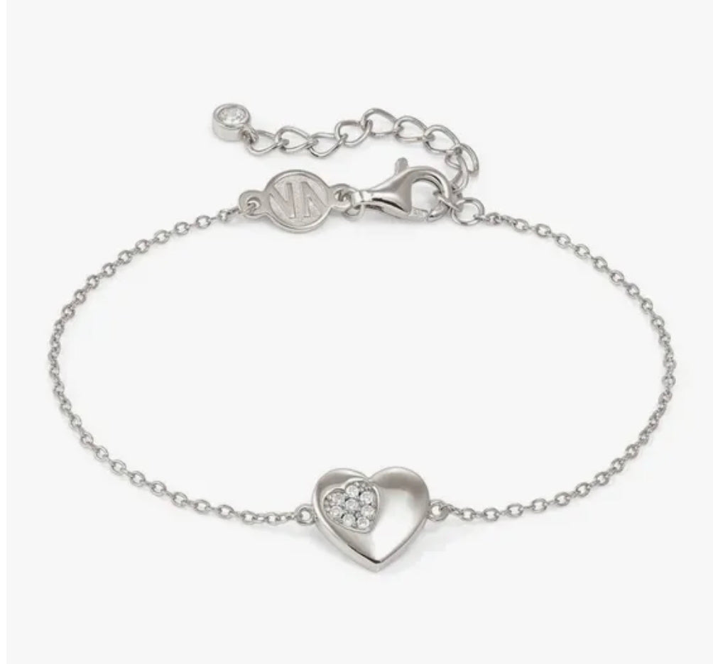 242300/004 Petit Sparkle Silver & Zirconia Heart Bracelet