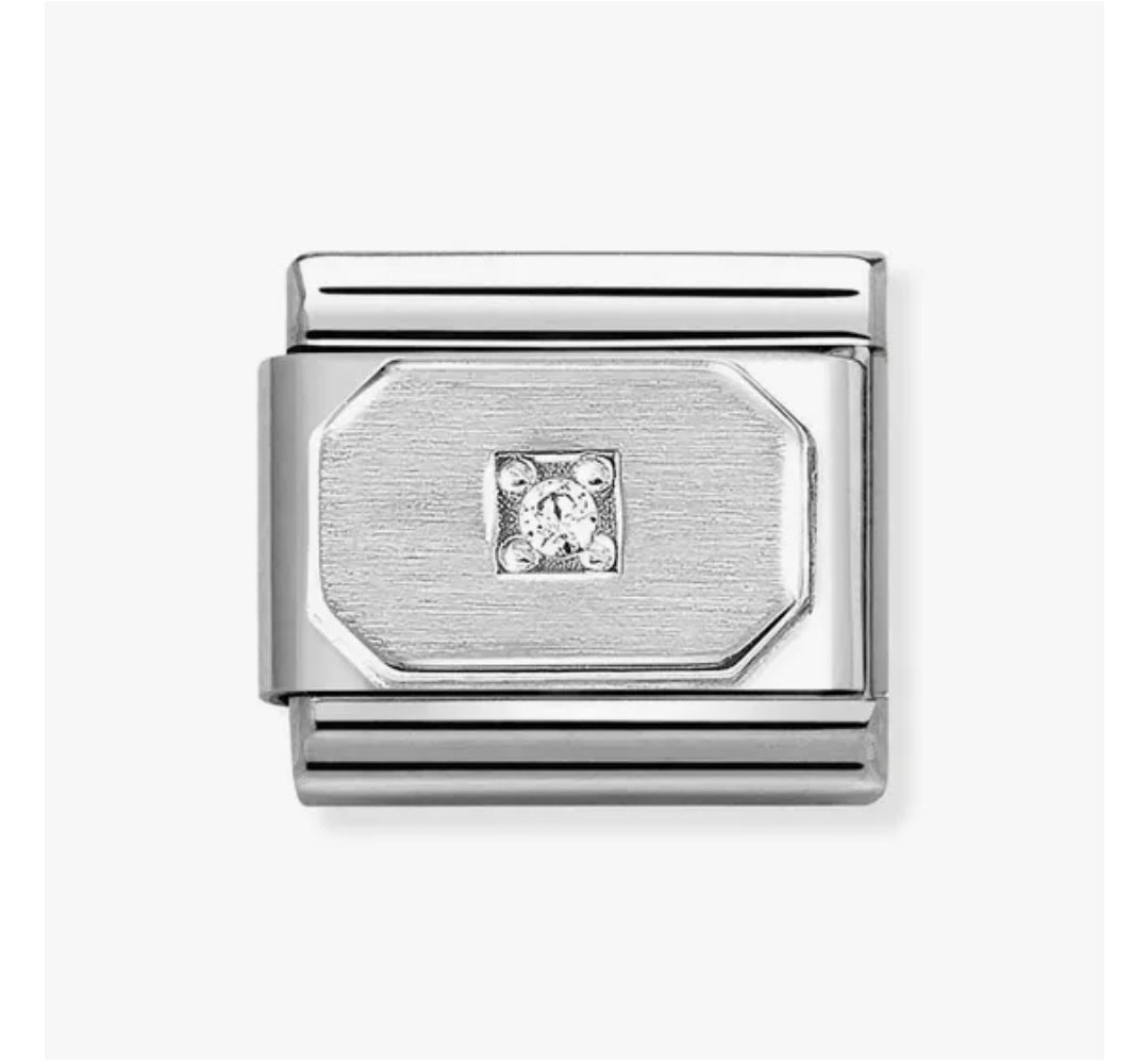 330311/17 NOM WHT CZ RECTANGLE SILV SHINE CZ SYMBOLS