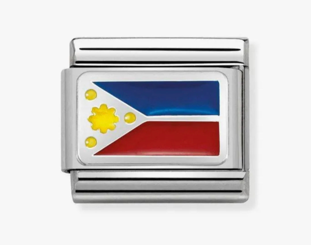 330207/32 NOM PHILLIPINES ENAMEL FLAG SILV SHINE
