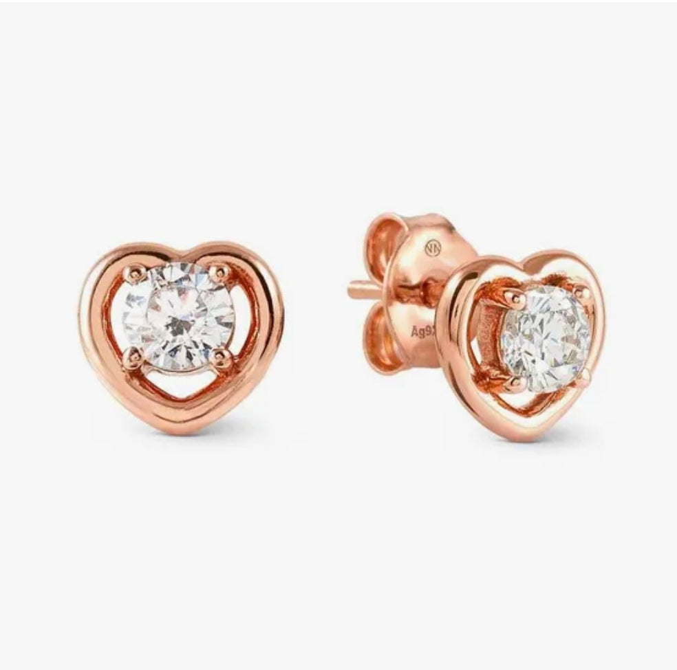 RGP SILV CZ HEART STUD ERS - COSMICLOVE