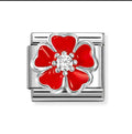 330321/20 NOMINATION SILVER RED & WHITE CZ BLOSSOM CHARM