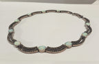 SILVER SYNTHETIC OPAL & MARCASITE SET NECKLET