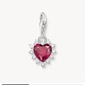 T SABO SILVER RED CUBIC ZIRCONIA HEART CHARM