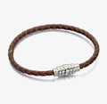 BROWN SKINNY LEATHER BRACELET WITH MAGNETIC CLASP by FRED BENNETT