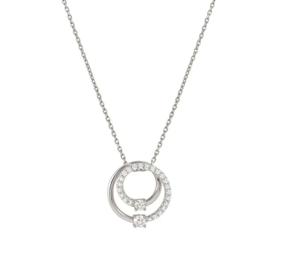 241709/053 SILV CZ DBLE CIRCL PEND TRACE NLET - COSMICLOVE