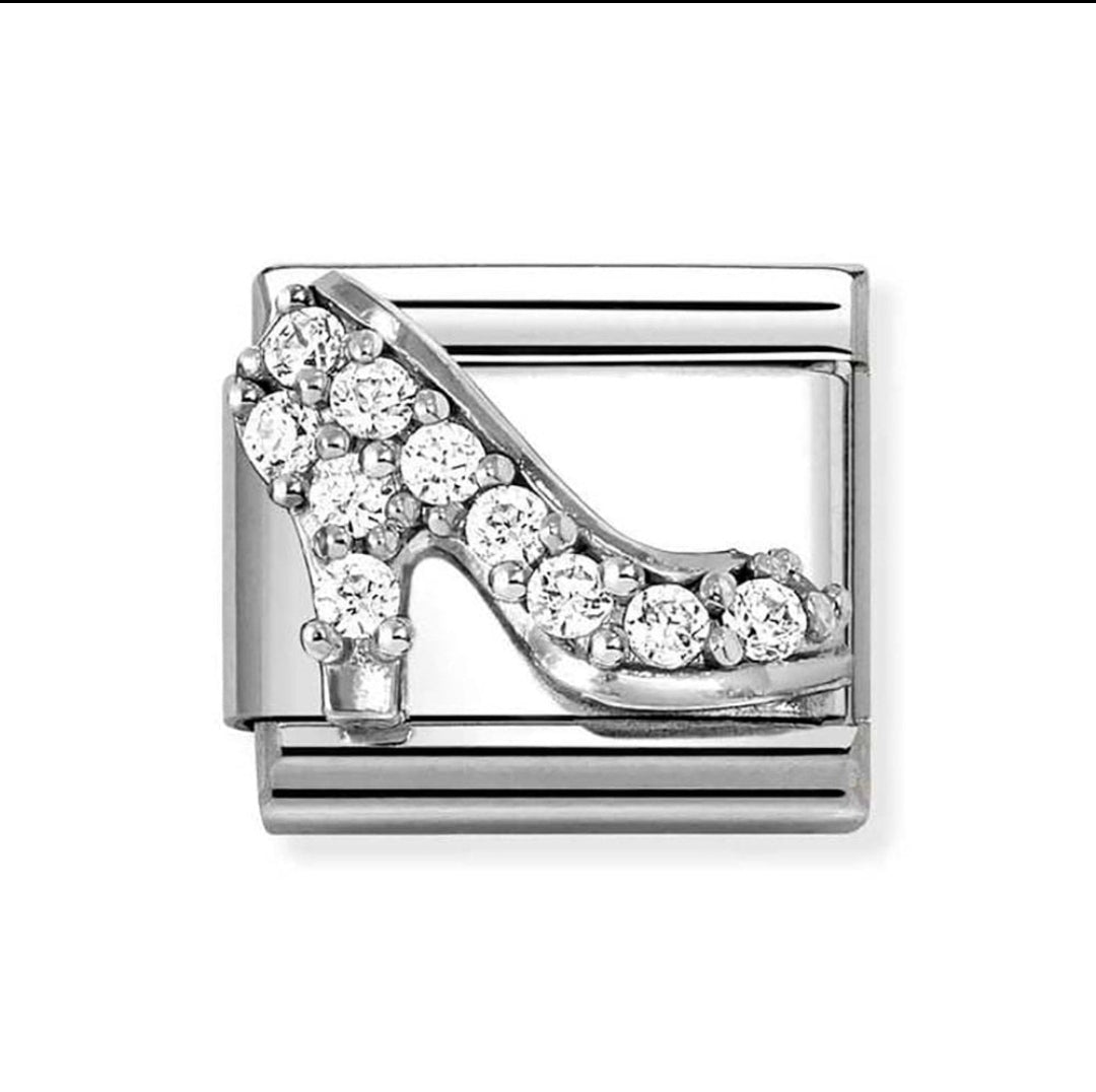330328/23 NOMINATION SILVER CZ PAVE HIGH HEELS SHOE CHARM