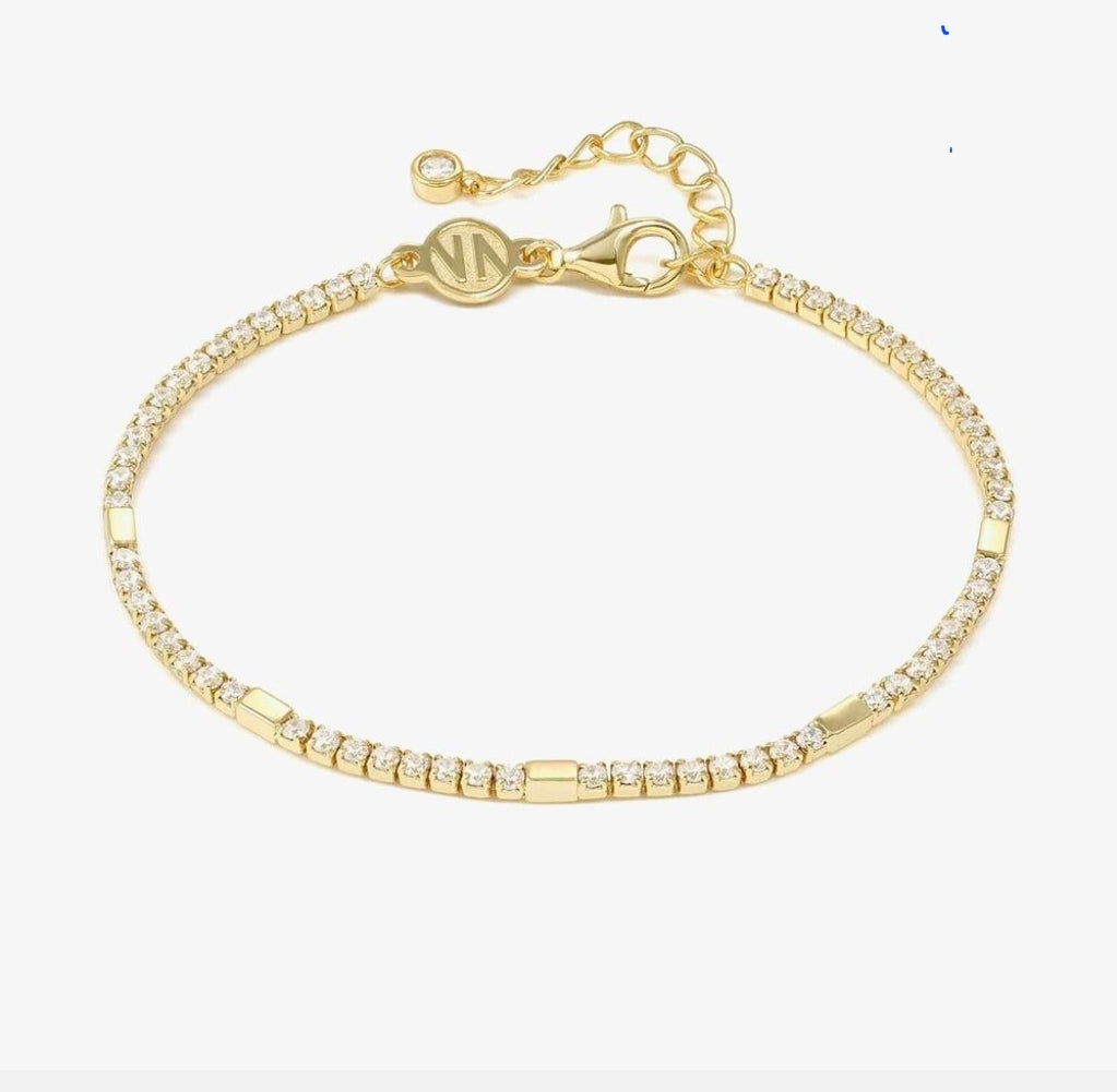 242301/012 Petit Sparkle Silver Gold Plated Zirconia Tennis Bracelet
