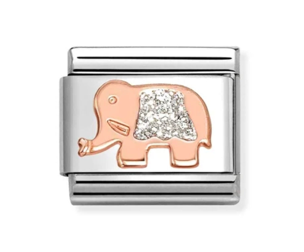 430205/36 Nomination Rose Gold ELEPHANT GLITTER Charm