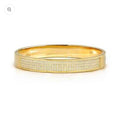 029535/020 NOMINATION WIDE STEEL GOLD TONE SATIN FINISH WHT CZ MEDIUM SIZE PRETTY BANGLE