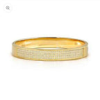 029535/020 NOMINATION WIDE STEEL GOLD TONE SATIN FINISH WHT CZ MEDIUM SIZE PRETTY BANGLE