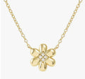 242303/012 Petit Sparkle Silver Gold Coloured & Zirconia Flower Necklet