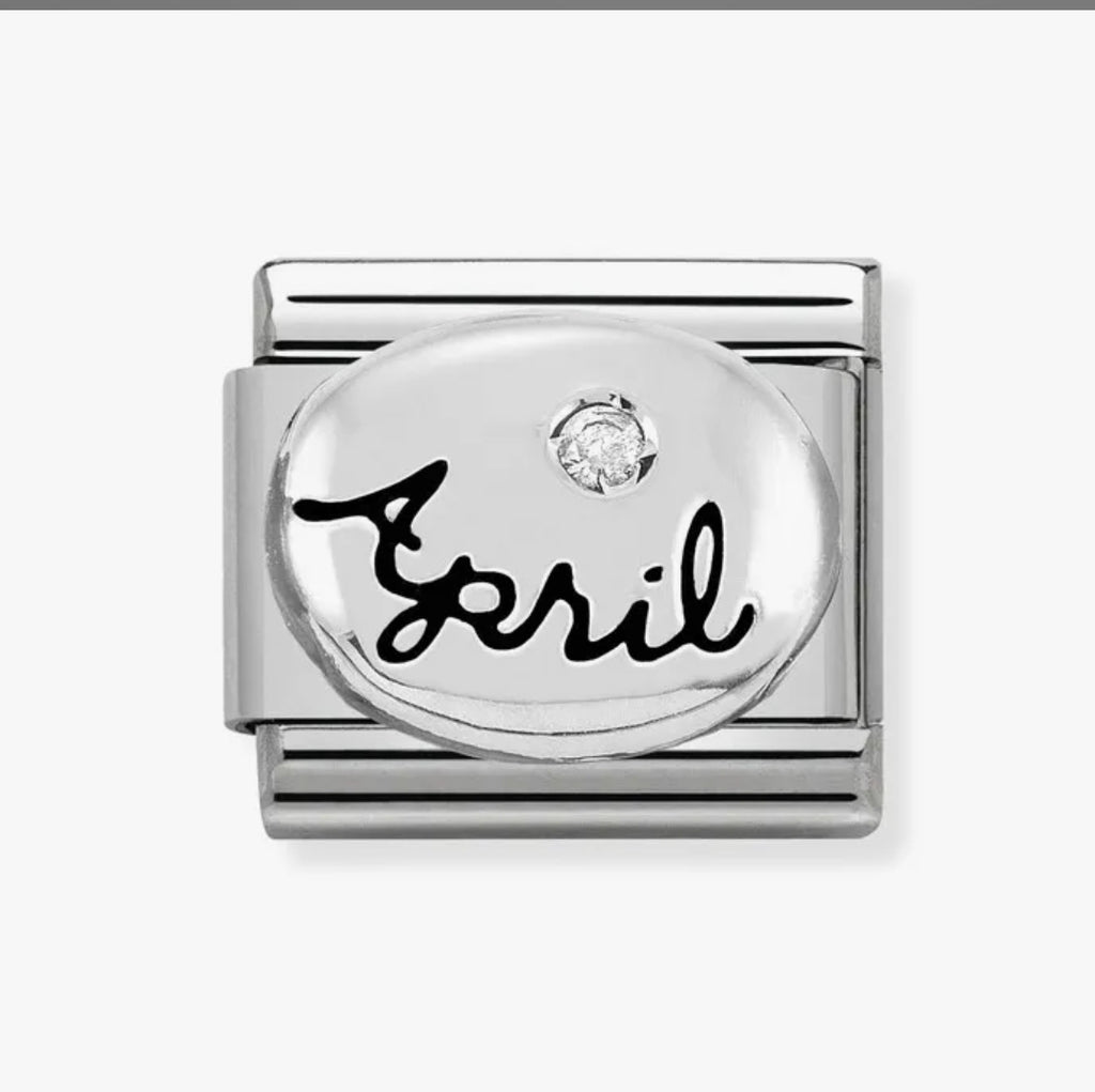 330505/04 NOMINATION DIAMOND APRIL BIRTHSTONE SILVER CHARM