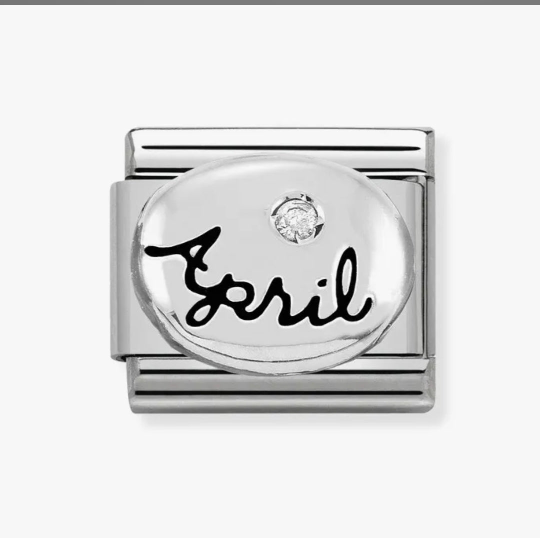 330505/04 NOMINATION DIAMOND APRIL BIRTHSTONE SILVER CHARM
