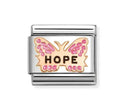 430202/50 NOMINATION ROSE GOLD FUCHSIA BUTTERFLY HOPE CHARM - SYMBOLS