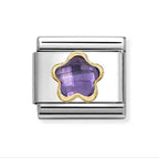 030615/001 NOMINATION PURPLE CZ FLOWER CHARM - CZ FACET