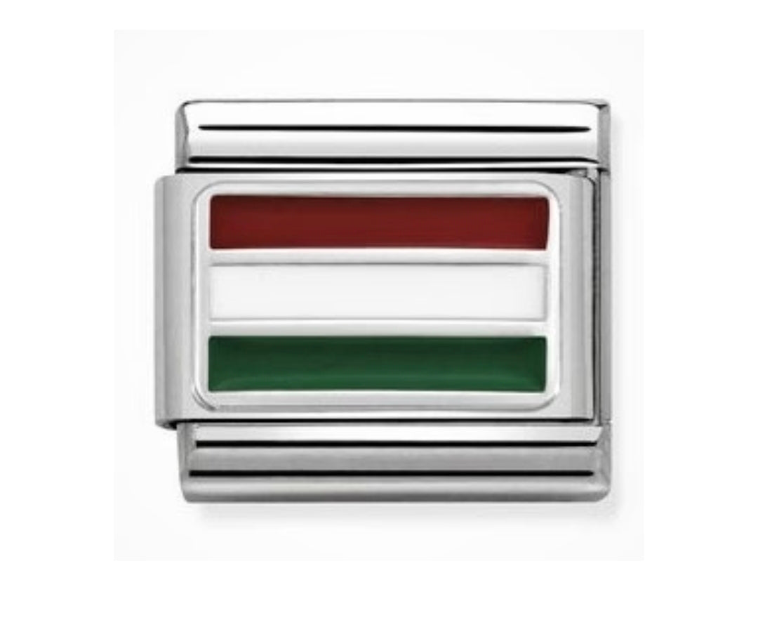 330207/26 NOM HUNGARY ENAMEL FLAG SILV SHINE