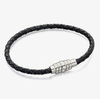 BLACK SKINNY LEATHER BRACELET WITH MAGNETIC CLASP by FRED BENNETT