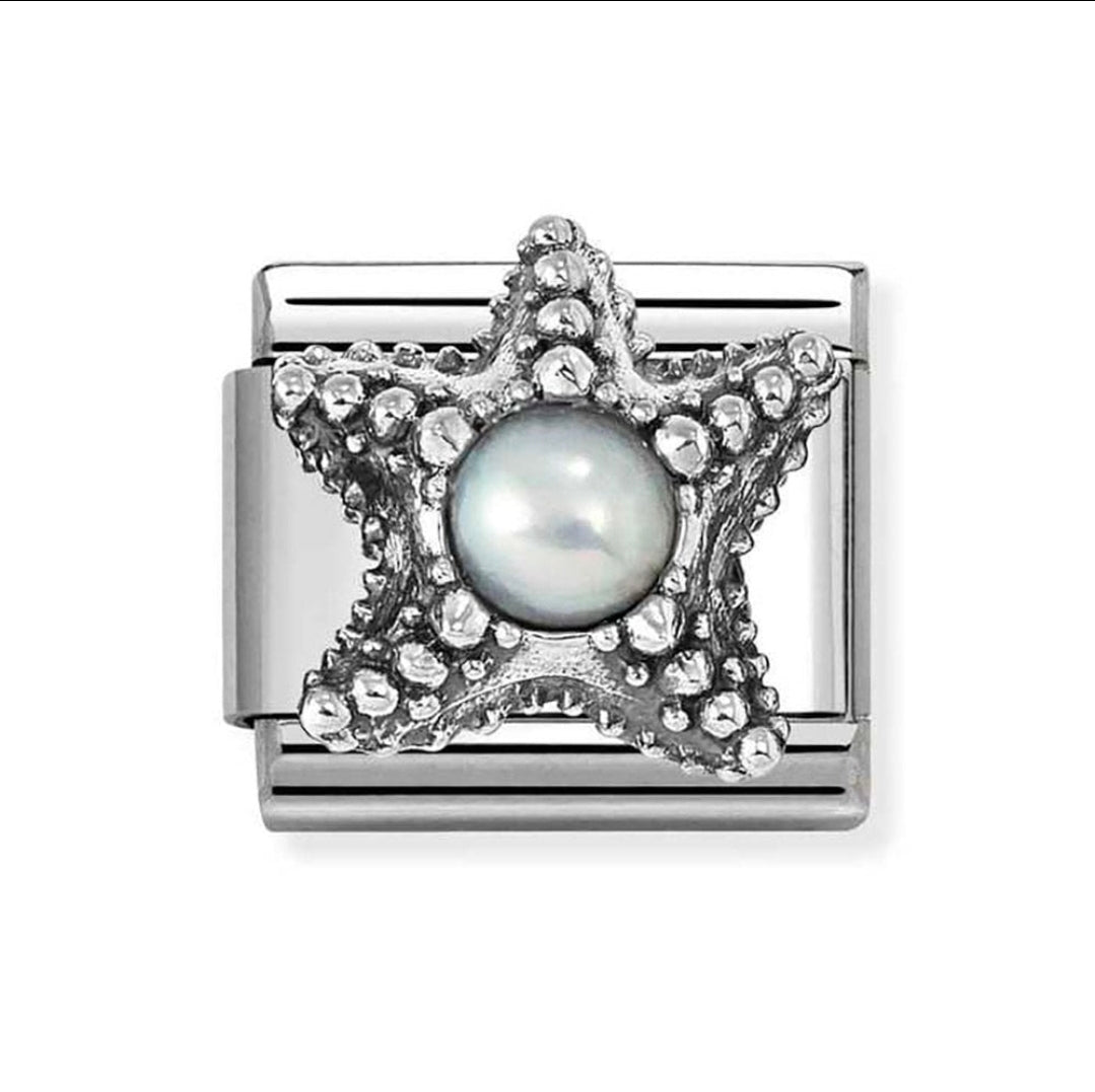 330511/09 NOMINATION SILVER WHITE PEARL SET STARFISH CHARM - STONE SYMBOLS