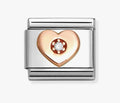 430305/39 NOM FLAT HEART CZ SET ROSE GOLD - CZ SYMBOL
