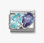 330329/18 NOMINATION SILVER CZ LIGHT BLUE & BLUE STONE CHARM