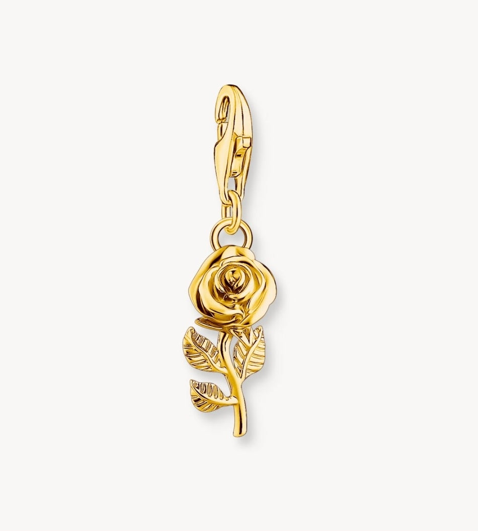 T SABO SILVER GOLD PLATED ROSE CHARM
