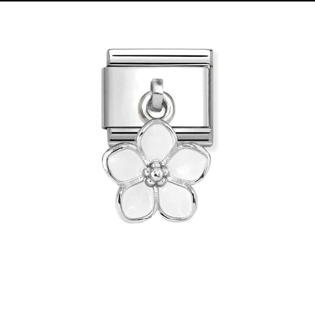 331805/22 NOMINATION WHITE FLOWER ENAMEL DANGLE CHARM