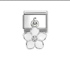 331805/22 NOMINATION WHITE FLOWER ENAMEL DANGLE CHARM