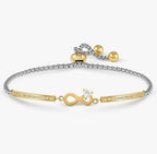 028021/024 SS MILLELUCI SILVER & GOLD PLATED STEEL CZ INFINITY TOGGLE BRACELET