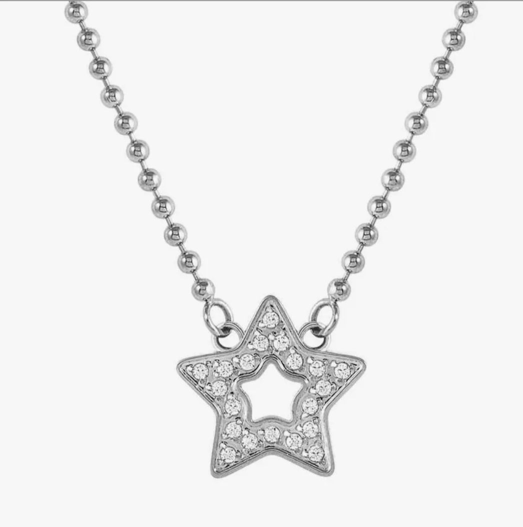134001/023 NOM SS BEAD LINK CH & CZ STAR PEND - DAMORE