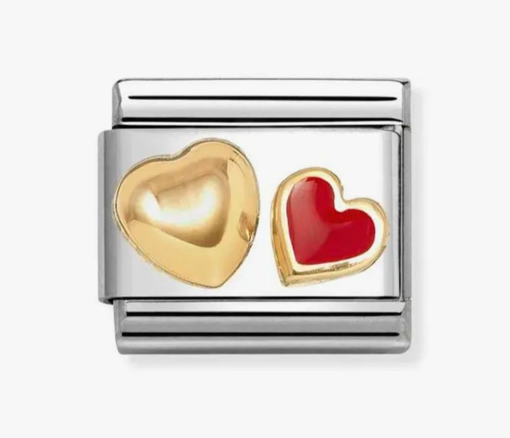 030283/32 NOM RED HEART GOLD HEART ENAMEL - LOVE2