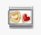 030283/32 NOM RED HEART GOLD HEART ENAMEL - LOVE2