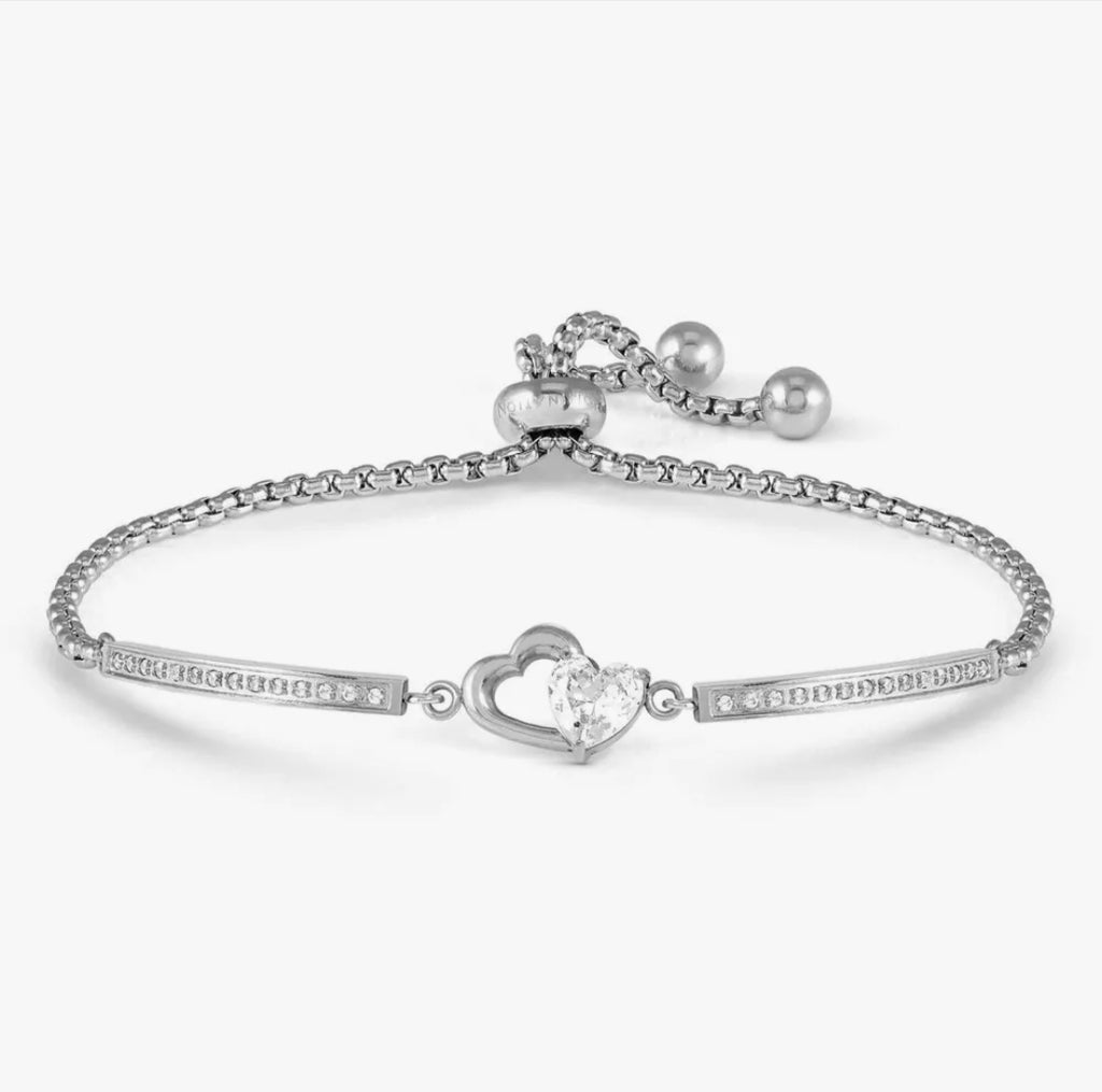 028019/022 SS MILLELUCI CZ SILVER SS DOUBLE HEART TOGGLE BRACELET