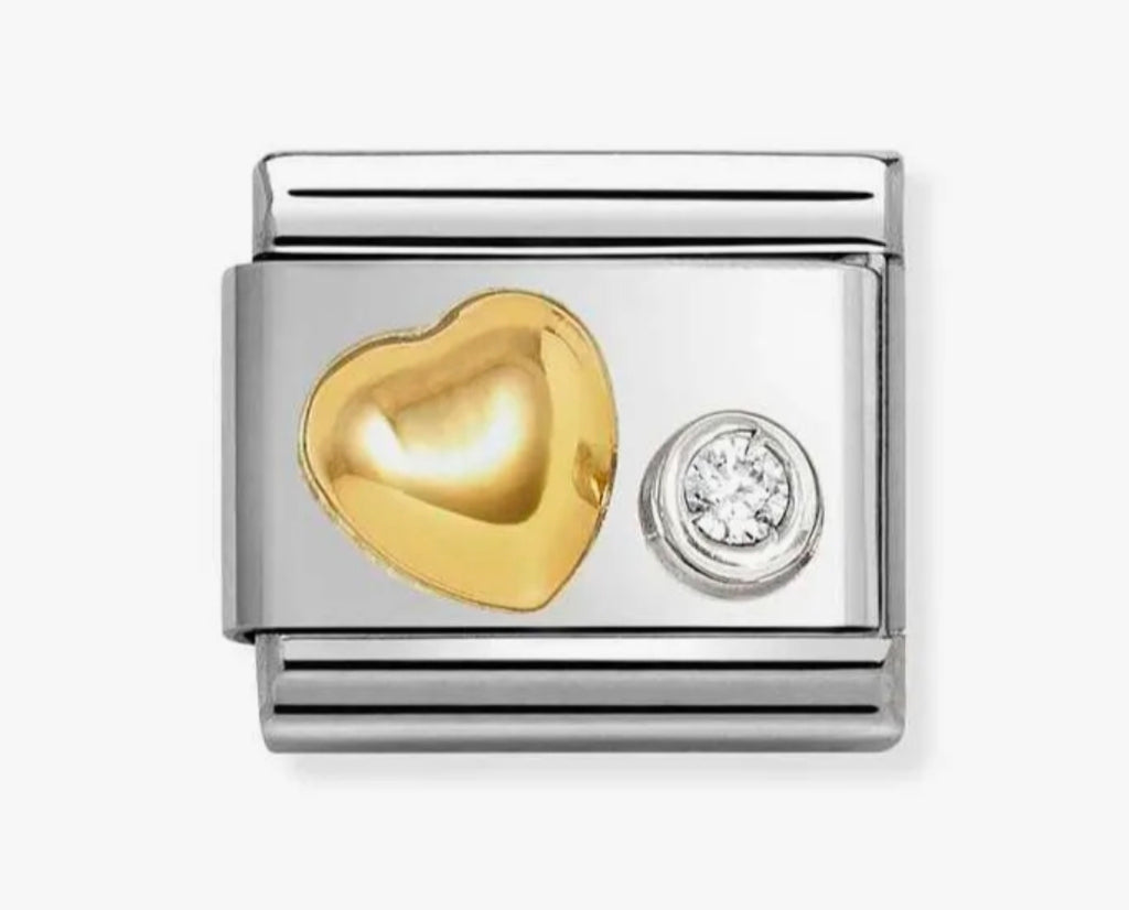 630301/02 NOMINATION GOLD HEART & WHT CZ ST - SYMBOLS
