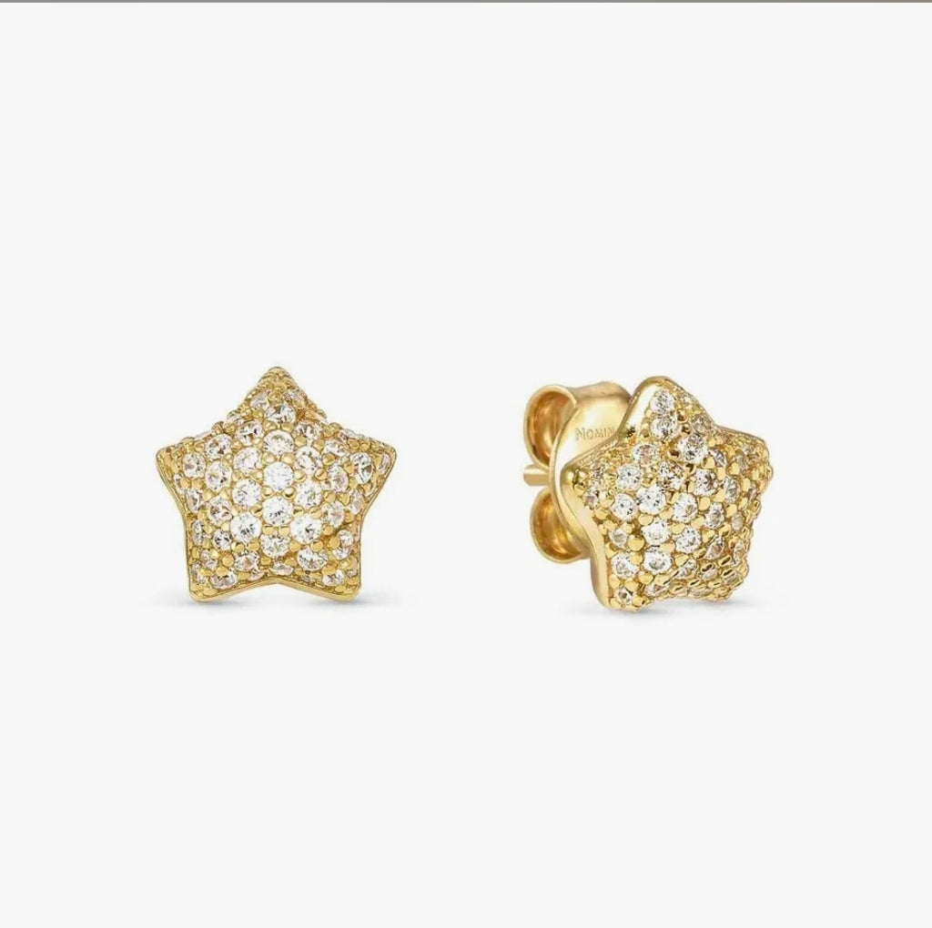 242707/009 Life Poetry Silver Gold Plate Pave CZ Star Stud Earrings