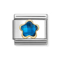 030615/007 NOMINATION BLUE CZ FLOWER CHARM - CZ FACET