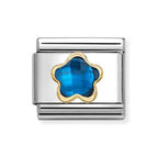 030615/007 NOMINATION BLUE CZ FLOWER CHARM - CZ FACET