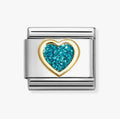 030220/07 NOMINATION LIGHT BLUE HEART CHARM - GLITTER SYMBOLS