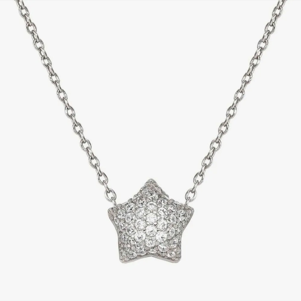 242704/007 Life Poetry Silver Pave CZ Single Star Necklet
