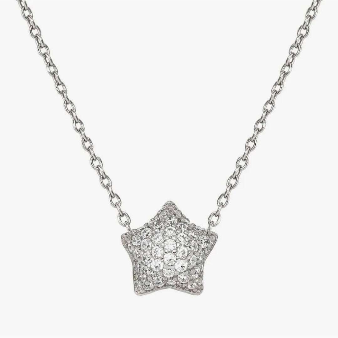 242704/007 Life Poetry Silver Pave CZ Single Star Necklet